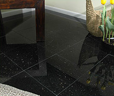 black granite flooring